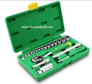 Tekiro Kunci Sock Set 6Pt 21 Pcs  (4-19MM,1/4''-3/8'') Box Plastik